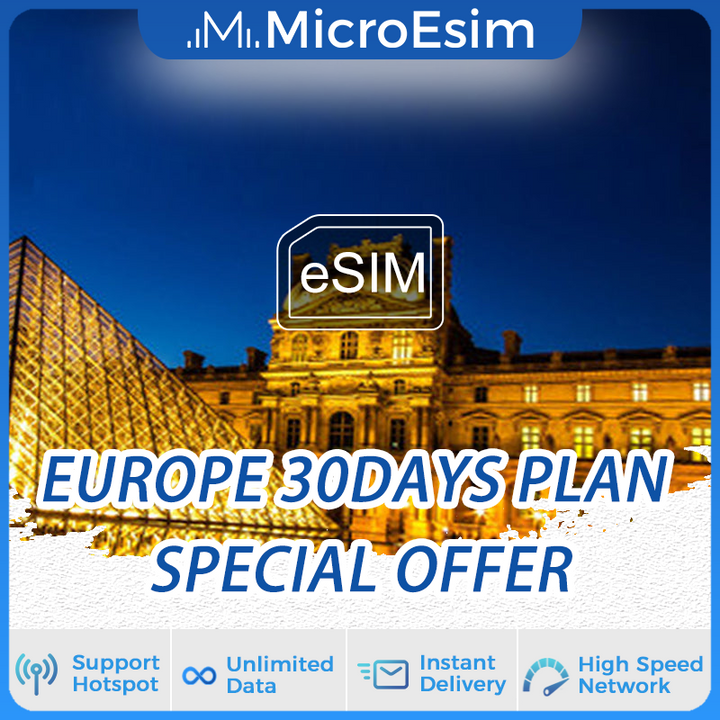 Europe Travel eSIM 30 Days Plan Special Offer