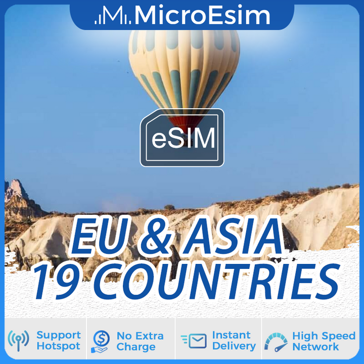 EU & Asia 19 Countries Travel eSIM