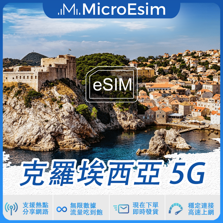 克羅埃西亞 出國旅游上網 eSIM 5G