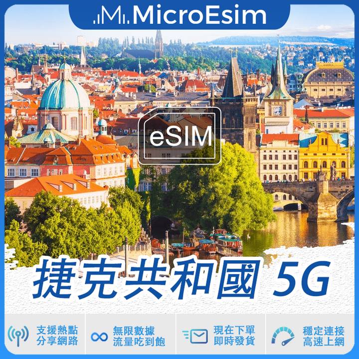 捷克共和國 出國旅游上網 eSIM 5G