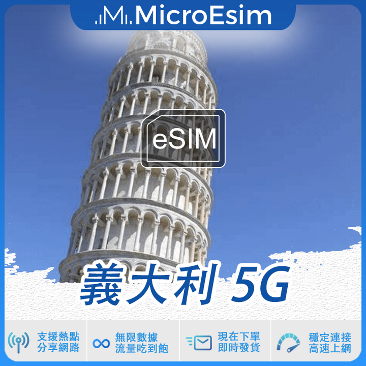 義大利 出國旅游上網 eSIM 5G