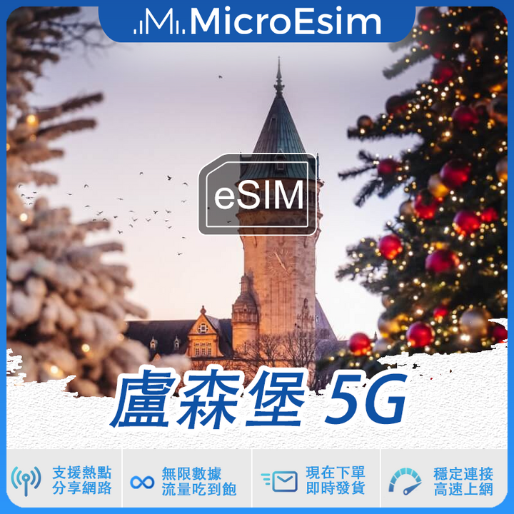 盧森堡 出國旅游上網 eSIM 5G