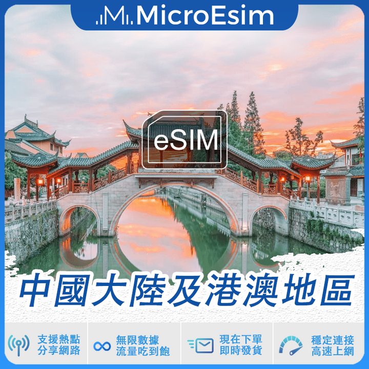 中國大陸及港澳地區 出國旅游上網 eSIM