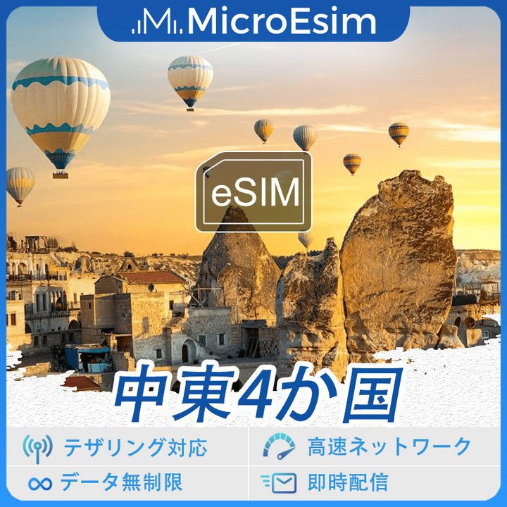 中東4か国 海外旅行用 eSIM