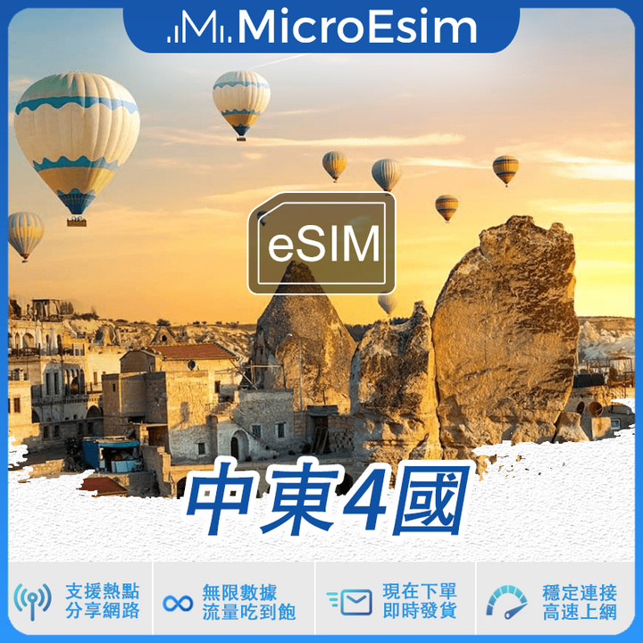 中東4國 出國旅游上網 eSIM