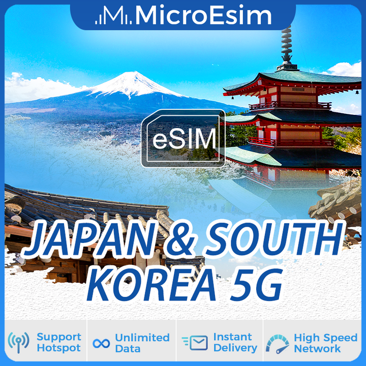 Japan & South Korea Travel eSIM 5G