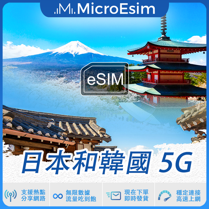 日本和韓國 出國旅游上網 eSIM 5G