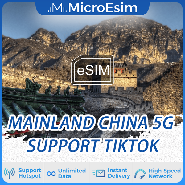 Mainland China Travel eSIM 5G Support TikTok