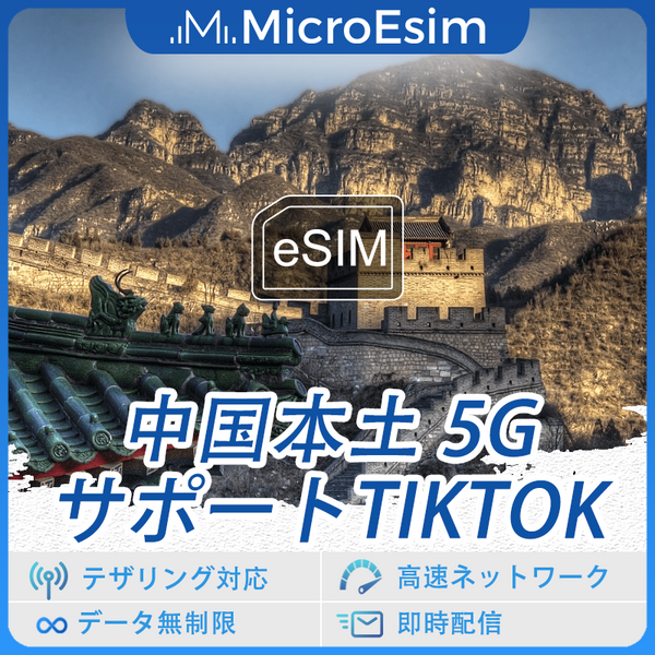 中国本土海外旅行用 eSIM 5G サポートTikTok