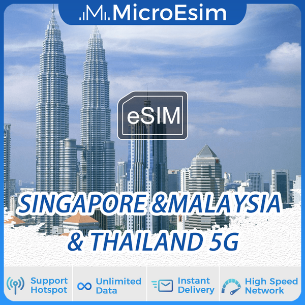 Singapore & Malaysia & Thailand Travel eSIM 5G