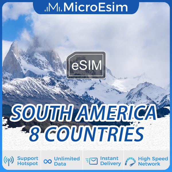 South America 8 Countries Travel eSIM