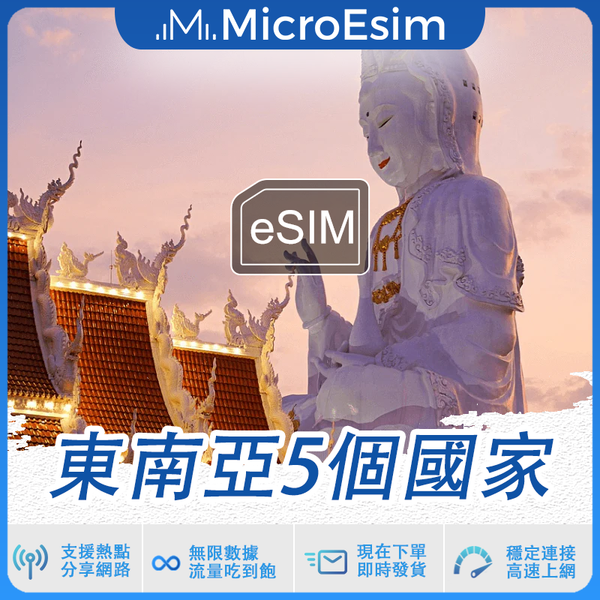 東南亞5個國家 出國旅游上網 eSIM